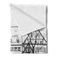 thumbnail image 2 of Cityscape Soft Flannel Fleece Throw Blanket, Autumn Season Cityscape European Town Street Hand Drawn Effect Illustration, Cozy Plush for Indoor and Outdoor Use, 50" x 70", Black White, by Ambesonne, 2 of 5