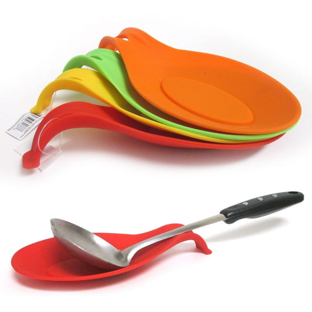 6 Heat Resistant Silicone Spoon Rest Kitchen Utensil Spatula Holder