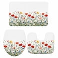 thumbnail image 2 of Spring Poppy Bathroom Rugs Set Flower White Floral Sage Green Leaves Non Slip Absorbent Soft Bath Mats 3 Piece Set with Bathroom Rug, U-Shaped Floor Mat, Toilet Seat Cover Large Size, 2 of 9