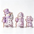 thumbnail image 2 of Lilixerw Christmas Snowman Figurine Set of 3 purple with Hats Scarves Christmas Tree Gingerbread for Shelf Mantel Holiday Seasonal Home Decoration, 2 of 6
