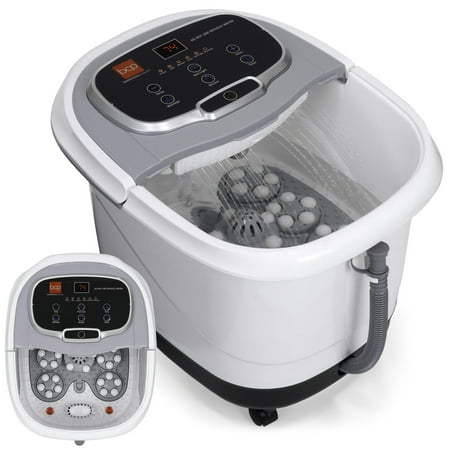 Thai Foot Massage Best Choice Products Portable Relaxation Heated Foot Bath Spa w/ Shiatsu Auto Massage Rollers, Taiji Massage, Acupuncture Points, Temp Control, Timer, LED Screen, Drain Filter, Shower Function -Silver ()