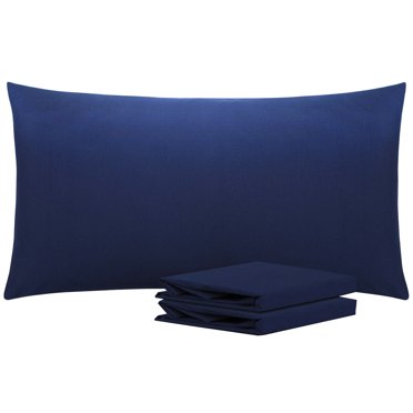 Toddler Pillowcase Set Of 2 - 12x16" 600 Thread Count 100% Egyptian Cotton, Zipper Closure (Navy Blue)