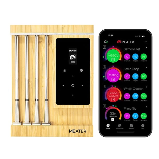 Termómetro para carne MEATER Pro XL, inalámbrico, inteligente, WiFi, 4 sondas