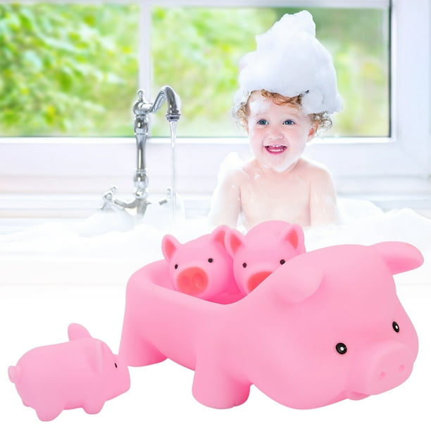 Juguete de cerdo nadador para niños, 4 piezas, adorable cerdo que se baña y grita, juguete de baño para bebé, el mejor de su clase