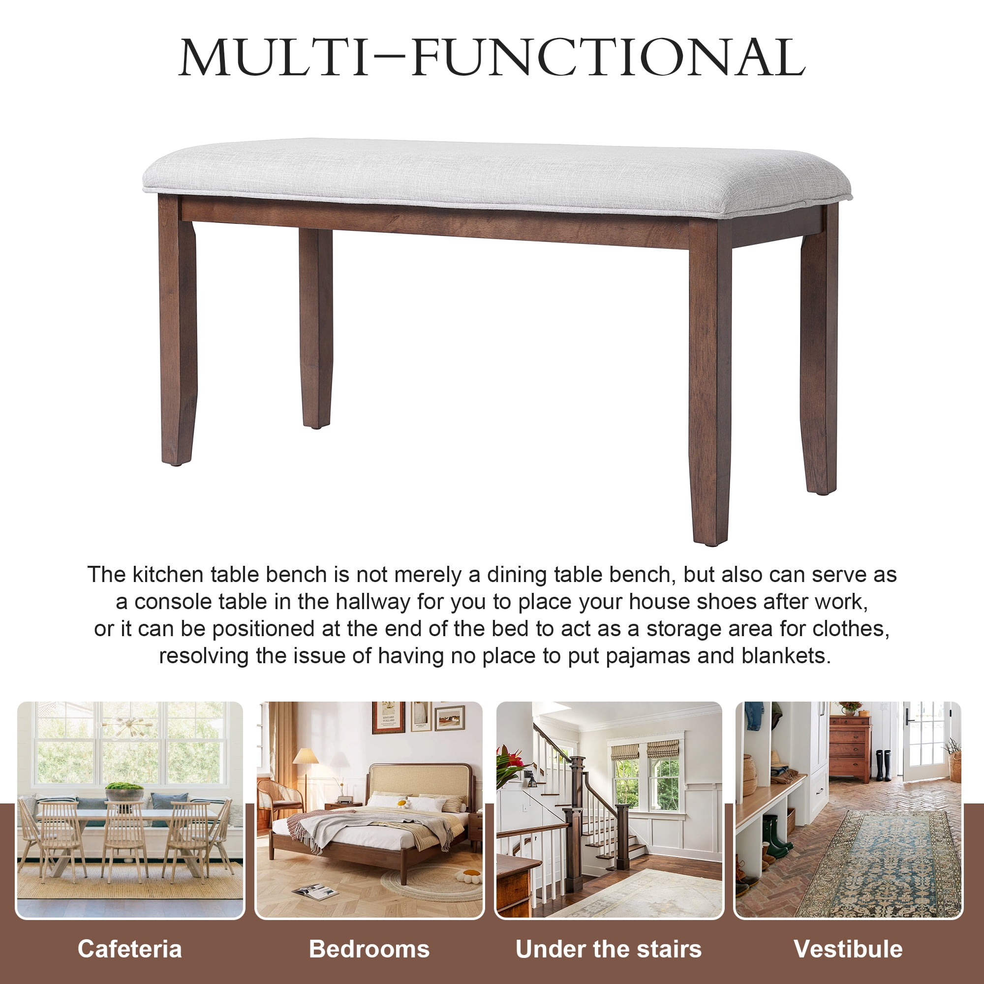 Euroco Dining Table, Extendable with Wood Frame, 78 inch Brown