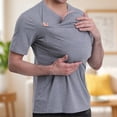 thumbnail image 3 of Jowamay Kangaroo Shirt for Dad V Neck Casual Comfort T Shirt with Kangaroo Pouch Slim Fit Summer Tops for Shopping, 3 of 5