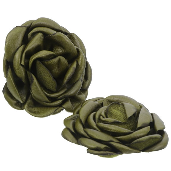DRAFIDEEP 2Pcs Clip On Shoe Embellishments Flower Shoe Buckle Clips for Women Elegant Olive Green Party Accessories