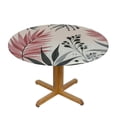 thumbnail image 3 of PIKWEEK Jungle Pattern Exotic Tropical Summer Graphic Pink Blue Palm Hawaiian Leaf Fan Fern Travel Foliage with Elastic Edge Round Tablecloth White, 3 of 8
