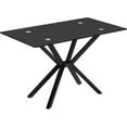 thumbnail image 7 of Dining Table Modern Tempered Glass Dinner Table, Rectangle Kitchen Table with Sturdy Metal Legs, Contemporary Minimalist Design, Ideal for Dining Room, Kitchen, or Small Spaces (Full Black, 47.24"), 7 of 7