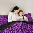thumbnail image 5 of Feelyou Purple Leopard Print Bedding Comforter Set, Modern Fashion Polkadots Twin Comforter Sets, Cheetah Wildlife Reversible Bedding Set, Super Cozy Room Decor, 2 Pieces, 5 of 8