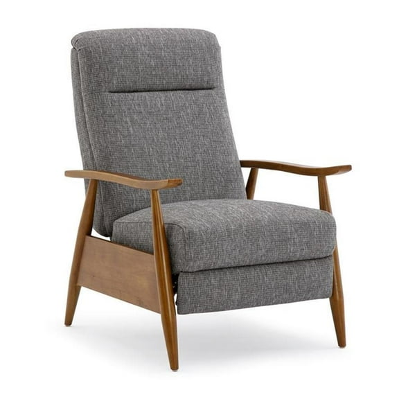 Terni Wood Arm Push Back Recliner in Ashen Gray Performance Fabric