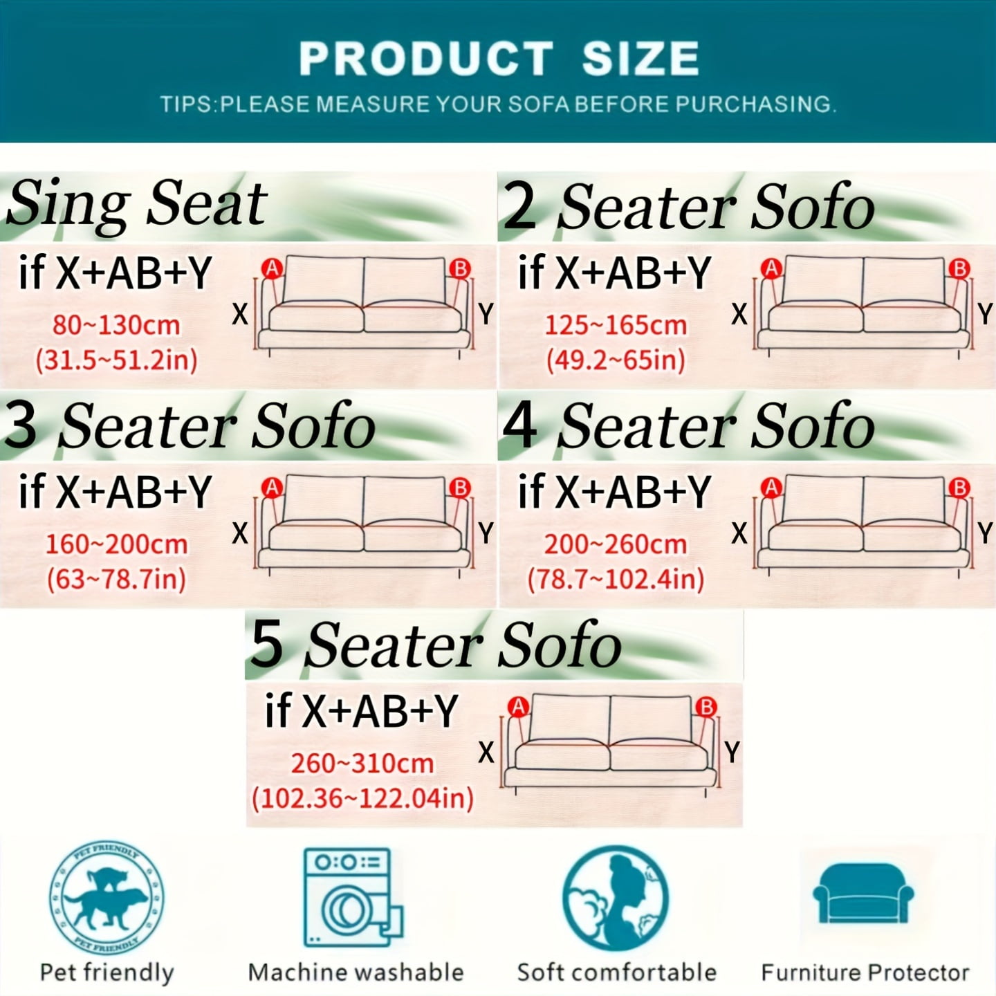 1PC Luxurious Jacquard Stretch Sofa Slipcover, Pet-Friendly Hairproof & Anti-Slip, All-Season Furniture Cover for Couch, Loveseat, Armchair, Sectional, Easy to Install & Wash