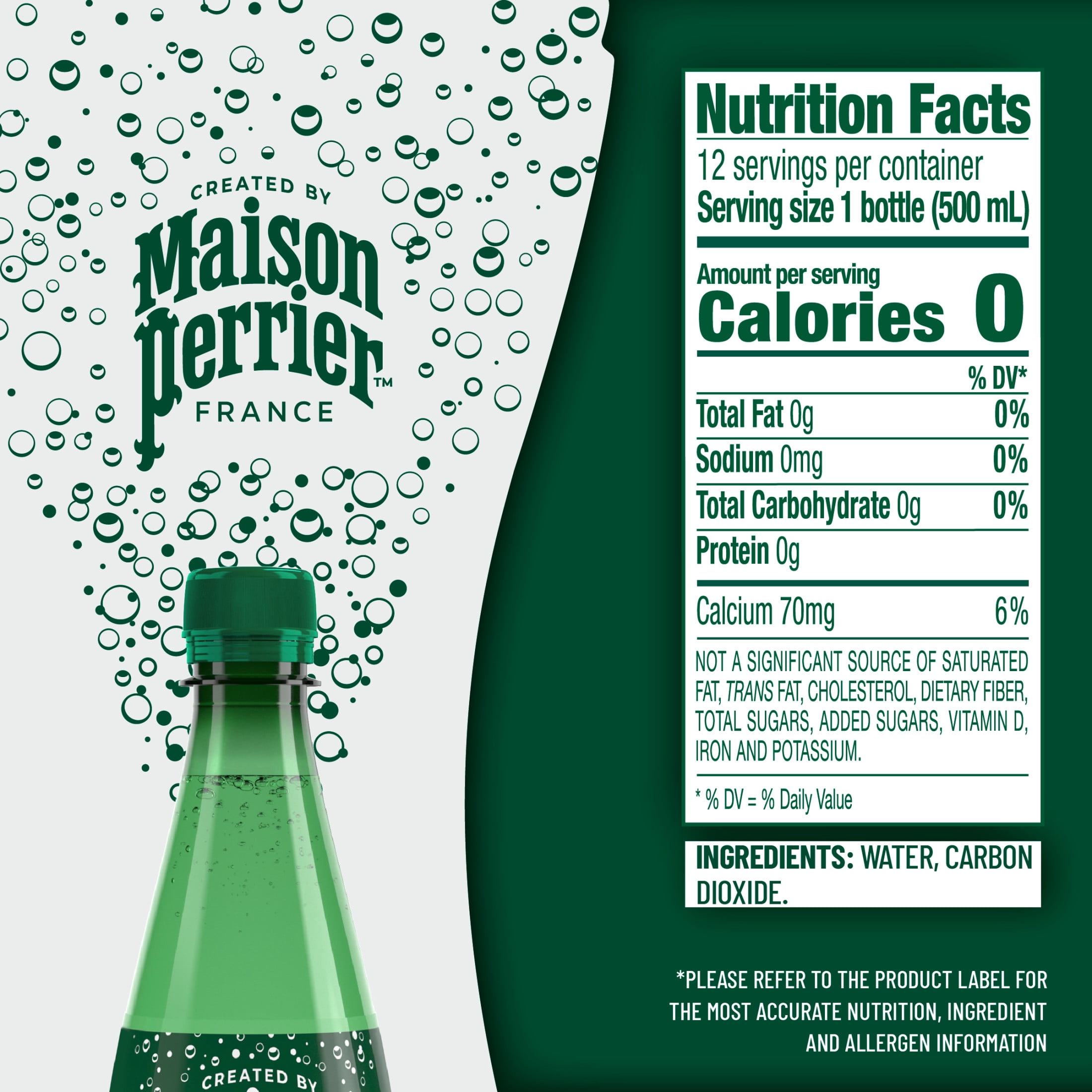 Maison Perrier Ultimate Sparkling Water, 16.9 fl oz Plastic Water Bottles, 12 Count