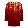 thumbnail image 5 of HaHaHappy Christmas Shirts for Women Plus Size Cute 3/4 Sleeve Tunic Tops Xmas Print Party T-Shirts V Neck Casual Three Quarter Length Blouses Dressy Pullover Gold L, 5 of 5