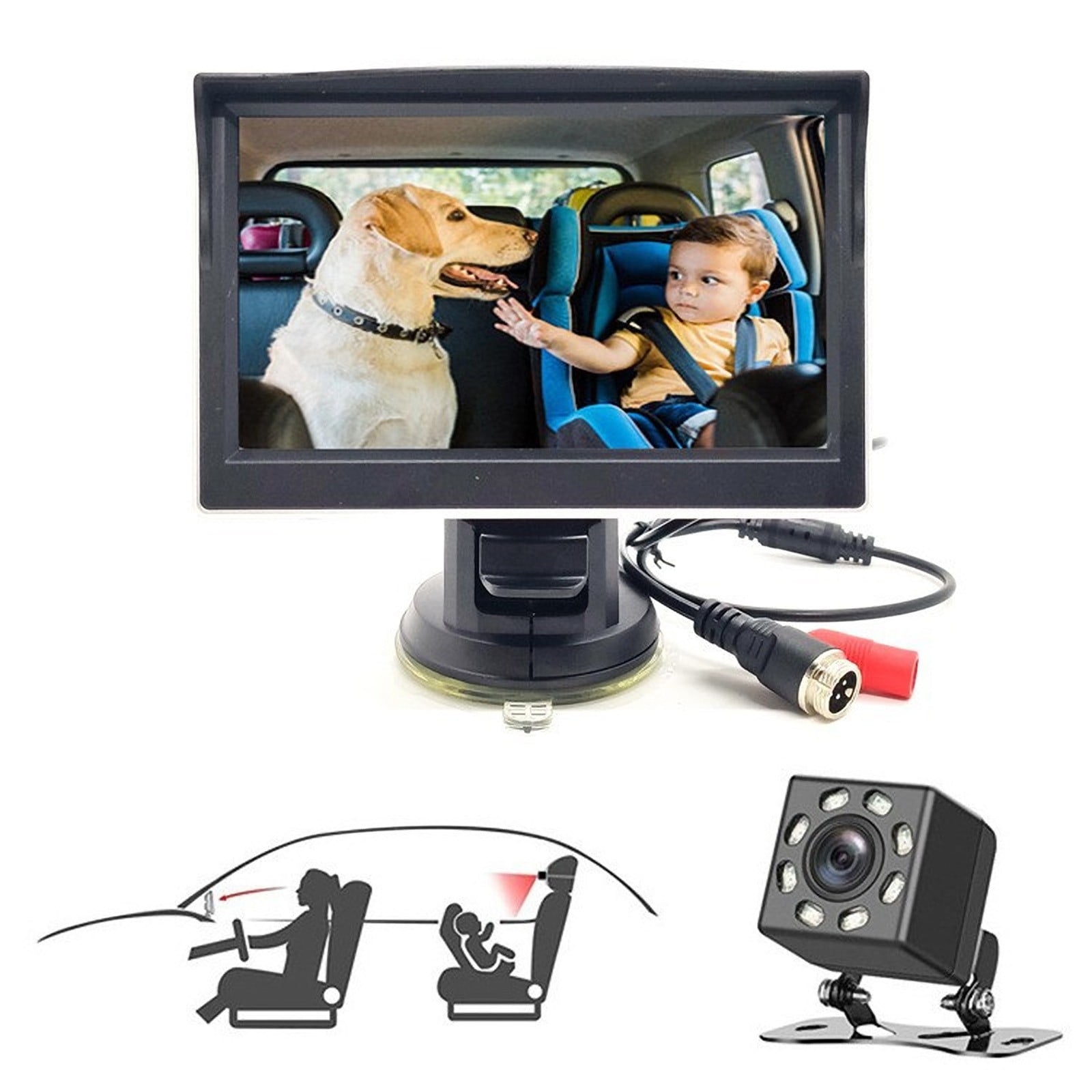 Pxyqht Car Mirror with HD Night Vision Rear Camera,Adjustable Baby Seat Monitor with Clear View and Easy Installation for Safe Driving