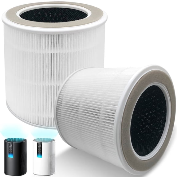 2 Pack DR-HAP005S Replacement Filters Compatible with Dreo Air Purifier, True H13 HEPA Filter, 4-Layer Carbon Filtration, BPA-Free (White)