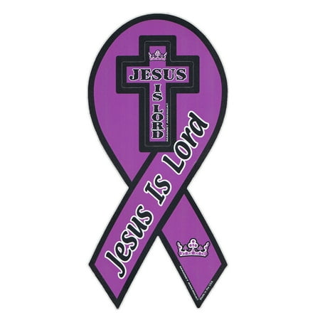 4 X 4 Bumper Stickers Magnetic Bumper Sticker - Jesus Is Lord - Ribbon Shaped Religious Magnet - 4