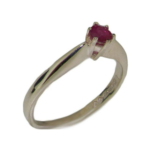 LBG British Made 925 Sterling Silver Natural Ruby Womens Engagement Ring - 33 size options - Size 10