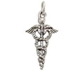 thumbnail image 1 of Sterling Silver 16" 1.2mm Box Chain Caduceus Medical Symbol Pendant Necklace, 1 of 2