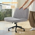thumbnail image 5 of Office Chair Armless Criss Cross Legged Chair with Wheels, Comfy Home Office Desk Chairs, Adjustable Swivel Padded Fabric Vanity Task Computer Chair,Gray, 5 of 7