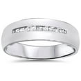 thumbnail image 1 of Mens 5.5mm 1/6ct Princess Cut Diamond Wedding Ring 10K White Gold, 1 of 2