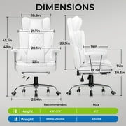 GTRACING Ergonomic Executive Cozy Fabric Gaming Office Chair with Footrest, White