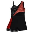 thumbnail image 3 of Rswnyirn Robe de Danse Jazz Latine à Sequins Brillants pour Filles Justaucorps Salsa Samba Rumba Danse Rouge 14, 3 of 5