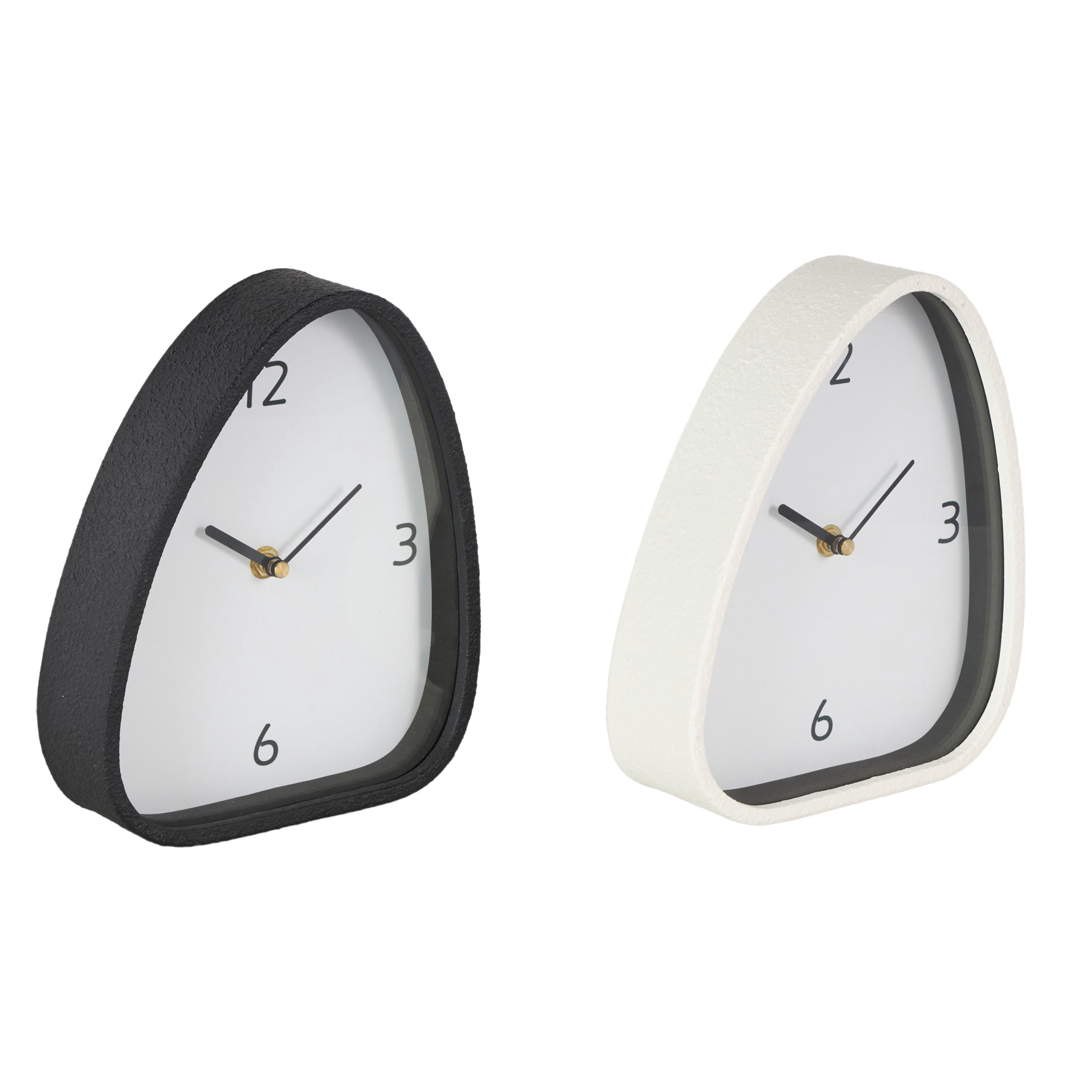 DecMode 9" Multi Colored Metal Textured Clock with Gold Accents, Set of 2