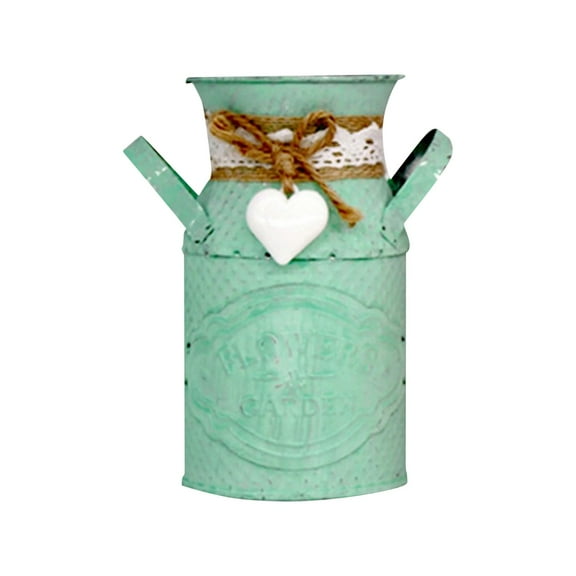 MOQIN Milk Can Galvanized Vase Vintage Watering Can Milk Jug Farmhouse Vase Rustic Floral Arrangement Planter for Decor Indoor and Outdoor Use, Table Centerpiece & Shelf Decor( Sky Blue )