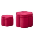 thumbnail image 5 of Aukfa 24" Set of 2 Round Storage Ottomans, Flower-Shaped Nesting Pouf Footrest Stools for Living Room, Bedroom, Dorm, Rose, 5 of 8