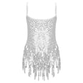 thumbnail image 2 of Mufeng Kids Girls Sequins Tassel Latin Dance Dress Skirt Leotard Modern Jazz Ballroom Costume Dancewear Silver 12, 2 of 7