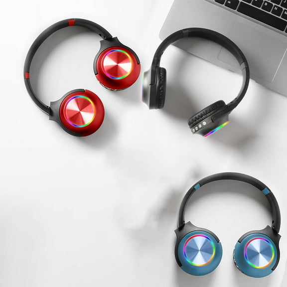 RFUGUG New Release Over-Ear Wireless Bluetooth 5.0 Headphones – Adjustable Bass for Intense Gaming & Sports, Premium Sound Isolation Earphone with Mic