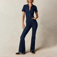 thumbnail image 2 of HBFAGFB Jumpsuit Womens Fashion Slim Street Retro High Waisted Zipper Denim Rompers BU3 Size L, 2 of 4