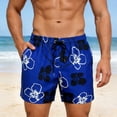 thumbnail image 2 of Telankuip Summer Pattern Printing Swim Shorts for Men Fashion Relaxed Fit Elastic Waist Drawstring Swim Trunks with Pockets Casual Comfortable Breathing Beach Holiday Board Shorts 3-Blue S, 2 of 8