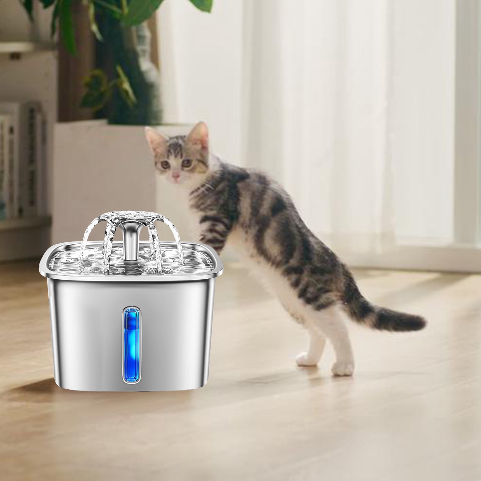 Automatic Pet Water Fountain Electric Waterer Bowl Water Dispenser for Cats Dog Water Purifiers Stainless Steel Fountain