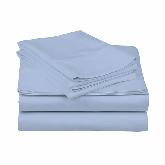 AUQ 800 Thread Count 100% Egyptian Cotton Sateen Weave-4 Piece Bed Sheets,Light Blue Solid-Queen Size,Luxury Premium Hotel Quality Sheet Set,Fits Mattresses Upto 18" Deep Pocket