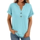 thumbnail image 2 of Top corto,Camisa informal de manga corta con cuello en V y botones para mujer, poliéster, corte holgado, uso diario, sopatenor, 2 of 9