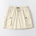 thumbnail image 2 of FAIWAD Jupe Cargo pour Femmes Taille Élastique avec Cordon de Serrage Mini Jupes Tendance Froncées avec Poche à Rabat, 2 of 7