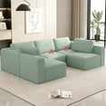 thumbnail image 4 of Light Green Modular Sofa with Chaise, Convertible Design / Comfortable for Relaxing in Living Room, Easy to Clean, 4 of 6