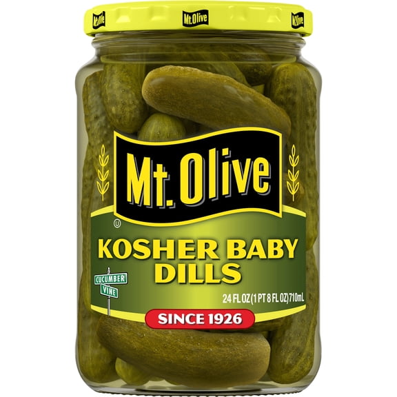 Mt. Olive Kosher Baby Dill Pickles, 24 fl oz Jar