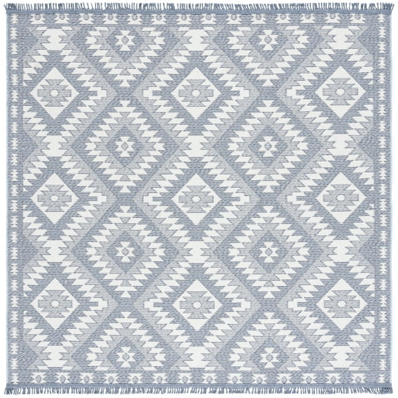 SAFAVIEH Prairie Ethelbert Geometric Area Rug, Blue/Grey, 6'7" x 6'7" Square