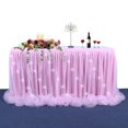 thumbnail image 2 of Thread Ribbon Table Skirt with LED Light for Wedding Party Decoration Pink 14FT*30in, 2 of 8