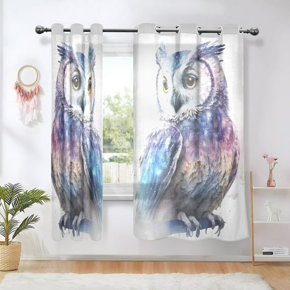 Colorful Owl Blackout Curtains Thermal Insulation 63 inch Grommet for Bedroom Living Room Bathroom Kitchen Windows 2 Pack
