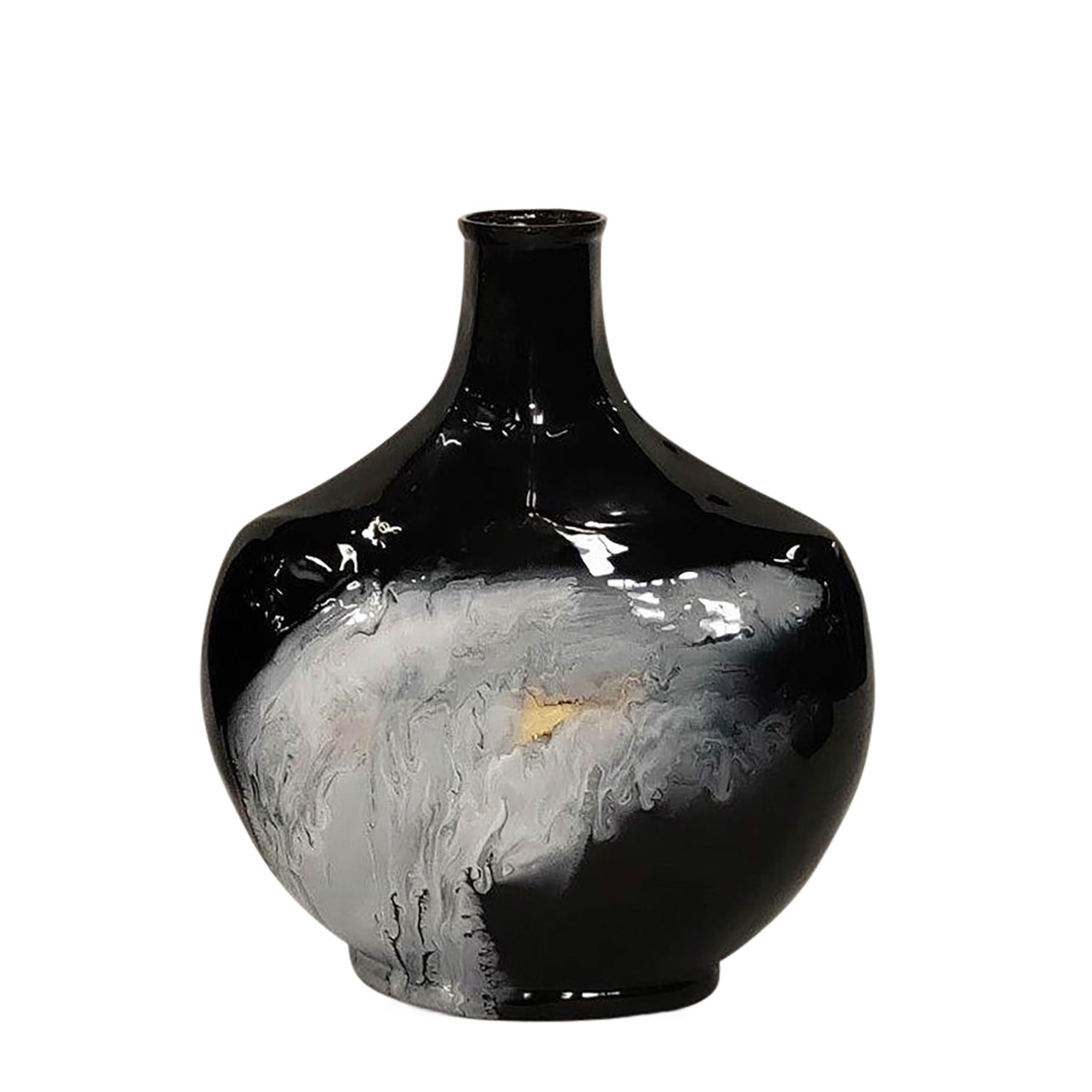 12"H GLASS VASE, BLACK