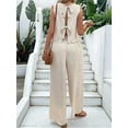 thumbnail image 6 of Women'S 2 Piece Outfits Vest Crew Neck Sleeveless Casual Sets Wide Leg Pants Suits  XXL, 6 of 8