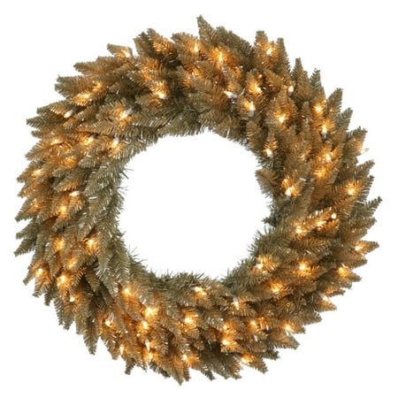 Vickerman Antique Champagne Pre-Lit Wreath - Clear Lights