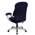 thumbnail image 2 of High Back Navy Blue Microfiber Contemporary Executive Swivel Chair with Arms, 2 of 8