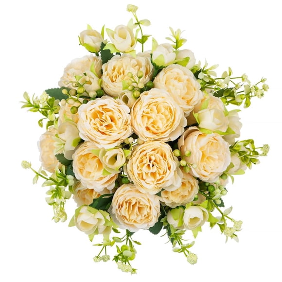 CHOK Peony Artificial Flowers Bouquet for Wedding Party Table Centerpieces 24 Bunches White Silk Peonies Bulk