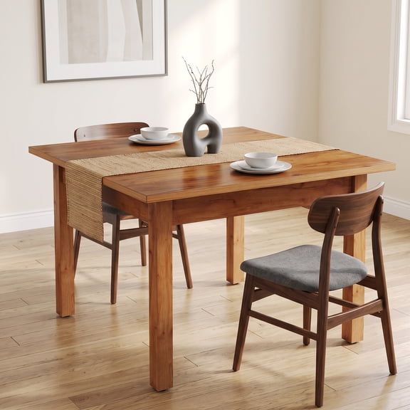 Fnova 39.4" Square Farmhouse Dining Table, Wood Coffee Table for 4 People, Modern Kitchen Table for Dining Room, Brown (Chairs Not Included)