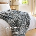 thumbnail image 6 of Blunique Faux Rabbit Fur Blankets and Throws Soft Cozy Throw Blanket Home Decor for Couch, Bed, Travel, 50x60 in, Gray, 6 of 7